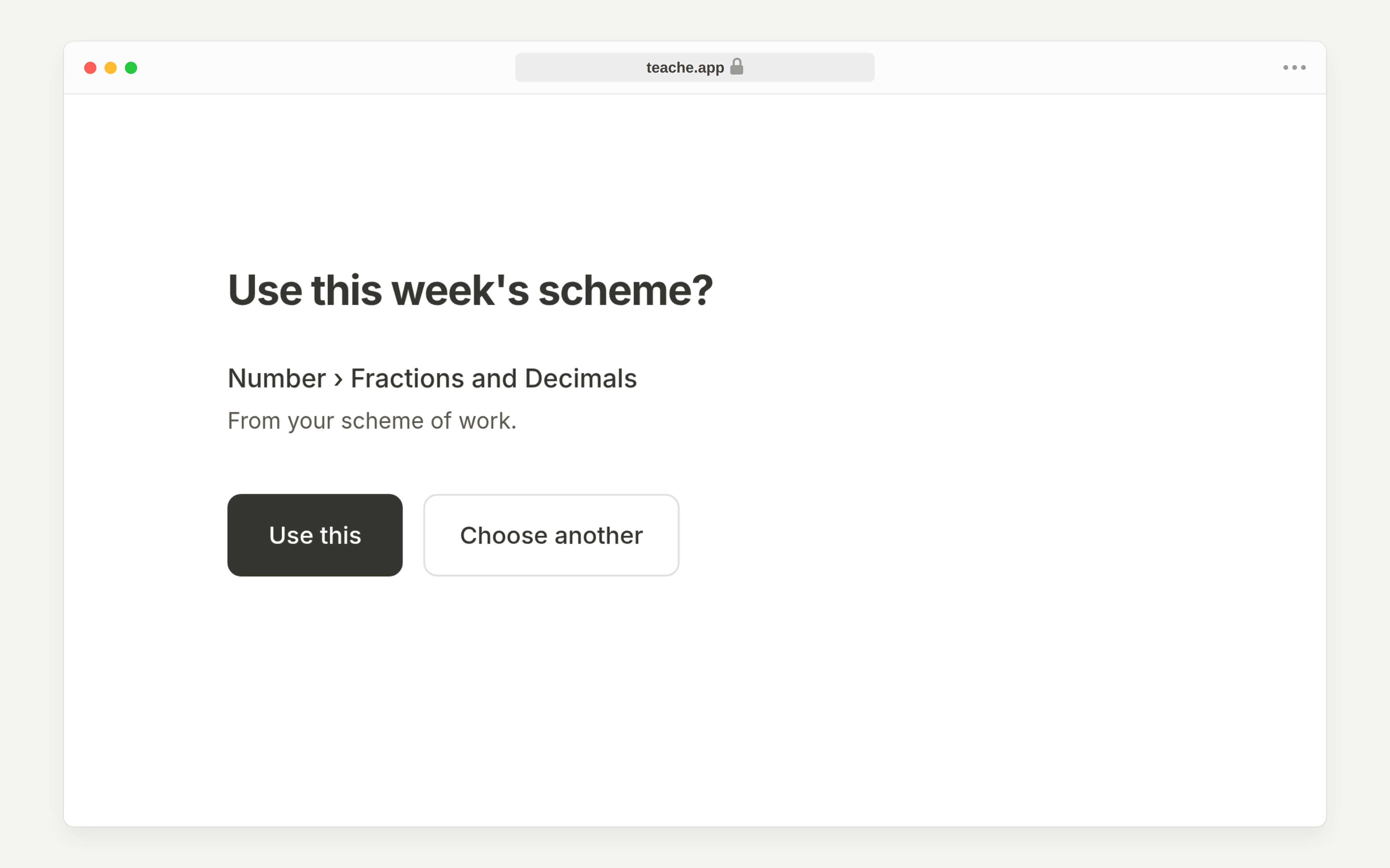 The Use this week's scheme question, naming the strand and sub-strand your scheme has for the week